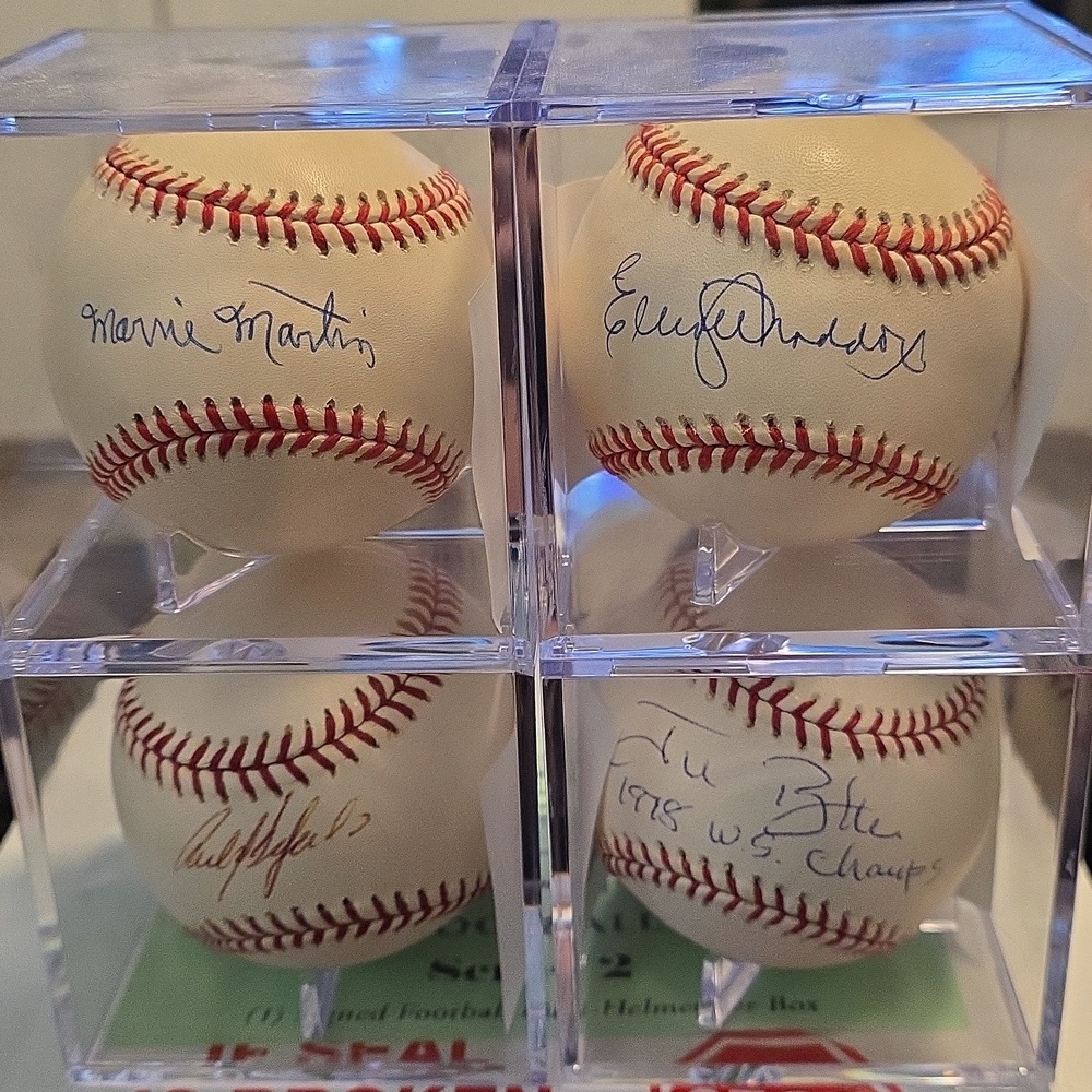 Autographed Baseball Lot(4) MLB in Clear Acrylic Cases Authentic